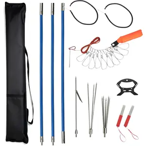 Fishing Spear Set – Fiberglass Spearfishing Pole Spear with 3 Replaceable Stainless Steel Tips, Fish Line Holder, Sharpening Files and Carry Bag