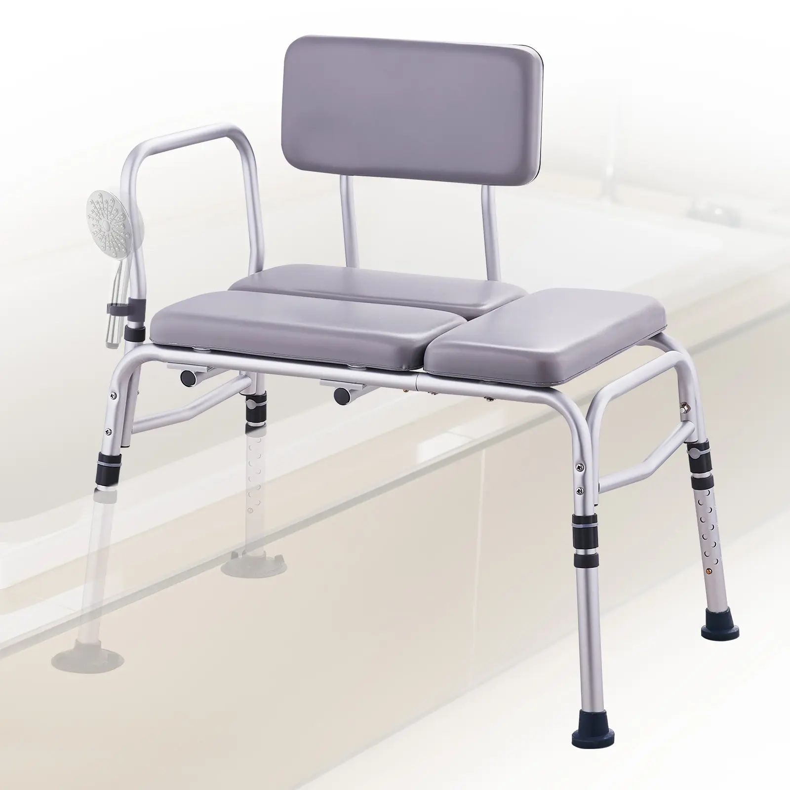 Spring new arrivals Tub Transfer Bench for Bathtub 500lbs, Shower Seats for Adults, Lightweight Shower Bench for Elderly and Disabled with Padded Seat,  Non-Slip Bath Seats with Armrest and Reversible Backrest