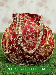 Jewelry Designer Women's Potli Bags - Silk Velvet Brocade Evening Handbags with Artistic Craftsmanship & Luxurious Materials for Special Occasions