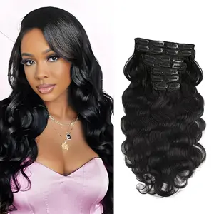 Body Wave Brazilian Clip in Hair Extensions Human Hair 8Pcs Remy Hair Extensions Clip ins for Black Women with 20Clips 110g