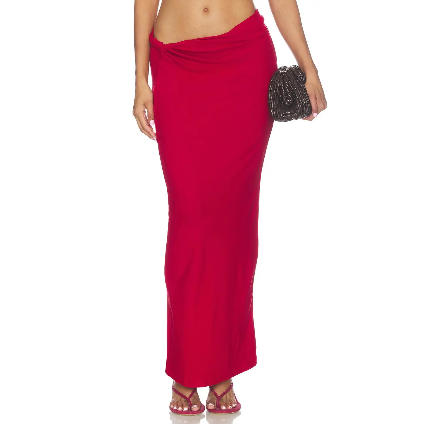 4th & Reckless Sofi Jersey Knit Skirt in Deep Red