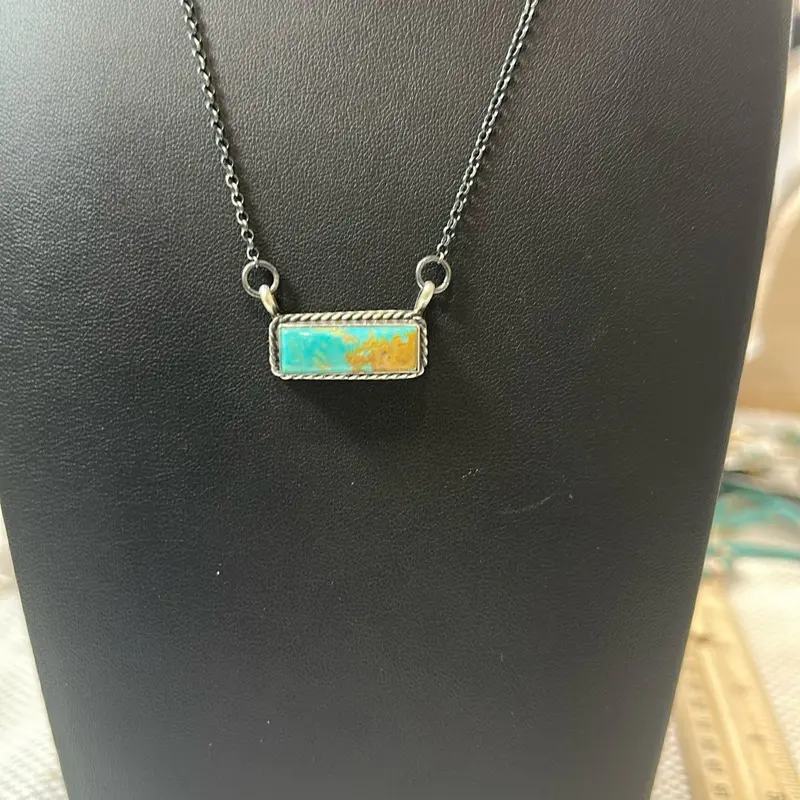 Turquoise bar necklace 16 inch