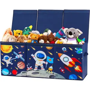 Large  Box Chest Organizer with Flip Lid for , Collapsible Oxford  Storage Box with Handles for Boys Girls, Sturdy  Storage Organizer for Bedroom Playroom , 37.7x12.5x15.7''
