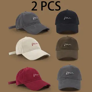 2 PCS Minimalism Versatile Accessories Baseball Cap, Casual Unisex Fashion Duckbill Cap, Adjustable Snapback Breathable Sports Caps, Classic Low Profile Hat Unconstructed Plain Cap, Casual Cap, Street Baseball Hat, Outdoor Headwear, Sport Travel Sun Hat