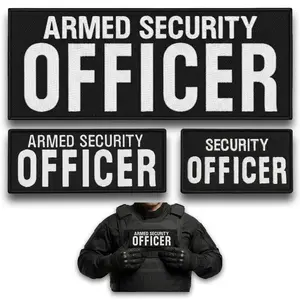 3Pcs Armed Security Officer Patch Set, Embroidered Armed Security Patch for Vest, Jacket, Uniform, Hat, Fits Security Vest for Security Guard, Hook and Loop Security Badge, Black