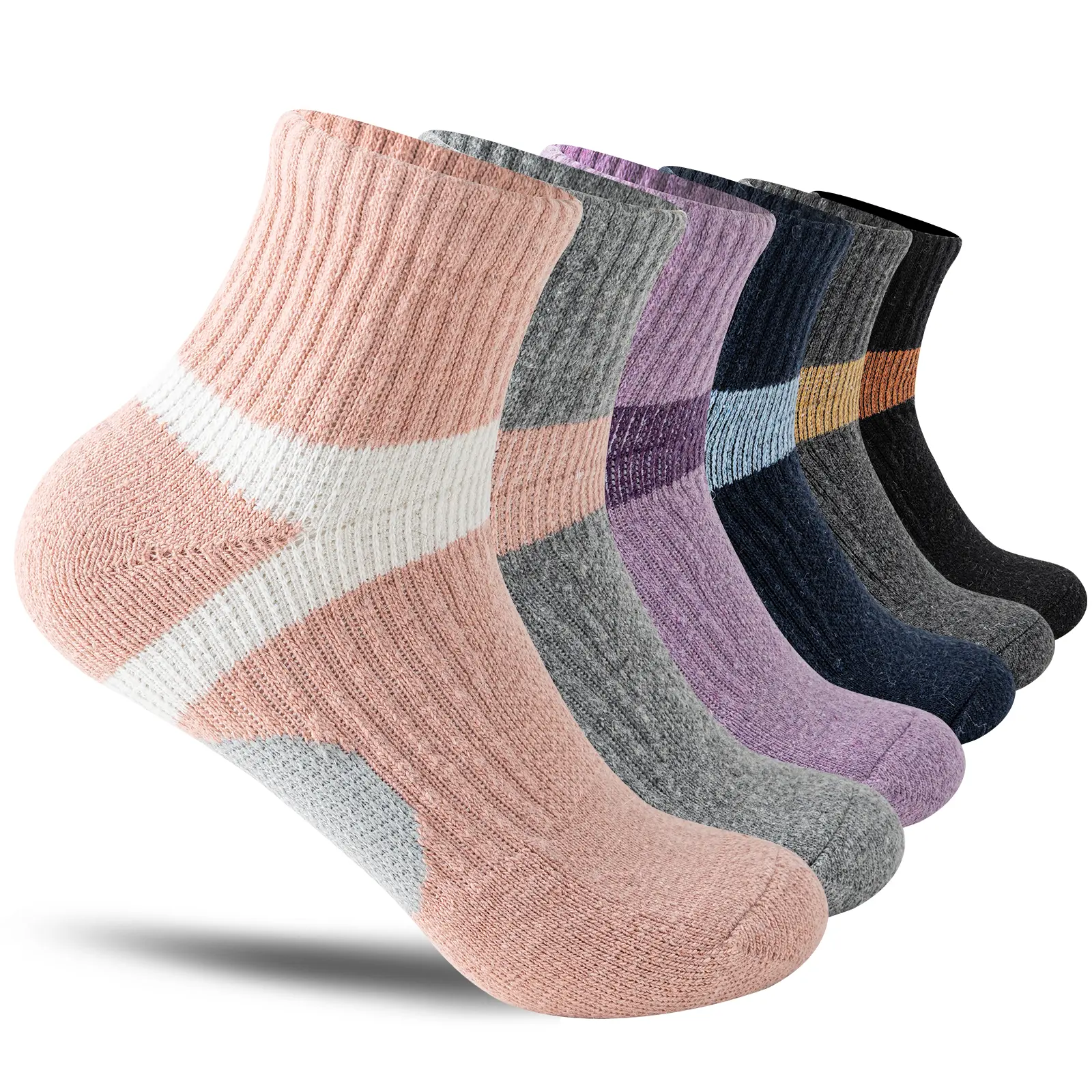 6 Pairs Merino Wool Ankle Running Hiking Socks Compression Support Breathable Thick Cushion No Show Socks For Women&Men Menswear