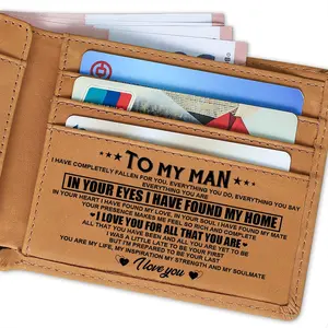 Men's Fashion Wallet Gift for Husband Express Love Versatile Stylish Purse Perfect Birthday Valentine's Wedding Anniversary Father's Day Present with Photo Insert