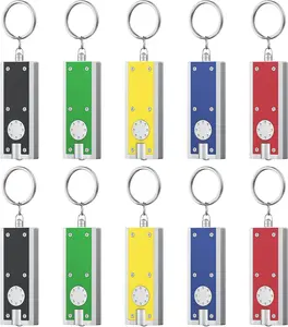 10 Pack LED  Flashlight Mini Square LED  Light 12 Lumen Portable Bright   Key Ring  for Outdoor Camping Hiking and  Lighting, 5 Colors of Shells