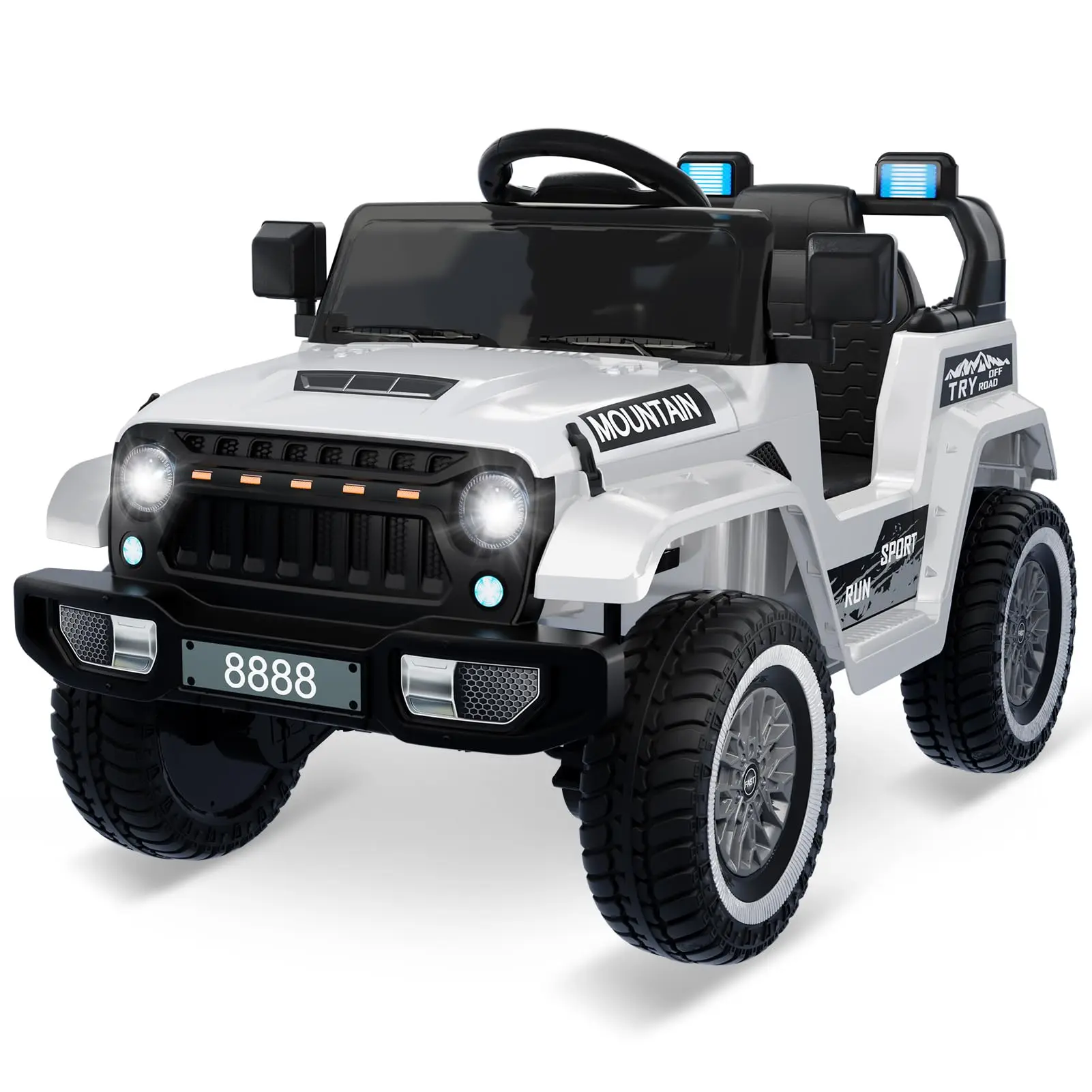 GARVEE 12V Electric Power Wheels with Remote Control - Ride On Car for 3+ Years Old Kids, 32 lb Max Weight, Twin 35W Motors, 3 Speed Settings, LED Lights, Music, Horn, Spring Suspension, White Gift