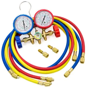 Stark USA Manifold Gauge Set R410A R22 R404A HVAC Charging Service Refrigerants 3 PSI Scales Heavy Duty Brass Body Diaphragm Valves
