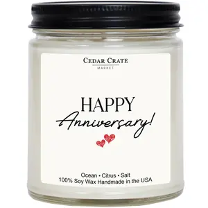 Cedar Crate Market Romantic Candle for Milestone Anniversaries - 100% Soy Wax Gift for Couples and Spouses