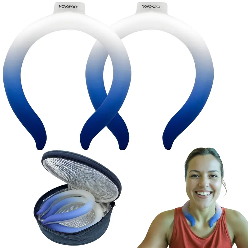 NOVOKOOL - 2 Pack Neck Cooling Tube with Insulated Bag - Reusable Ice Ring Neck Cooler Indoor Outdoor - Wearable Cooling Ring - Relief for Summer and Hot Flashes - Ice Ring Freezes Under 64℉