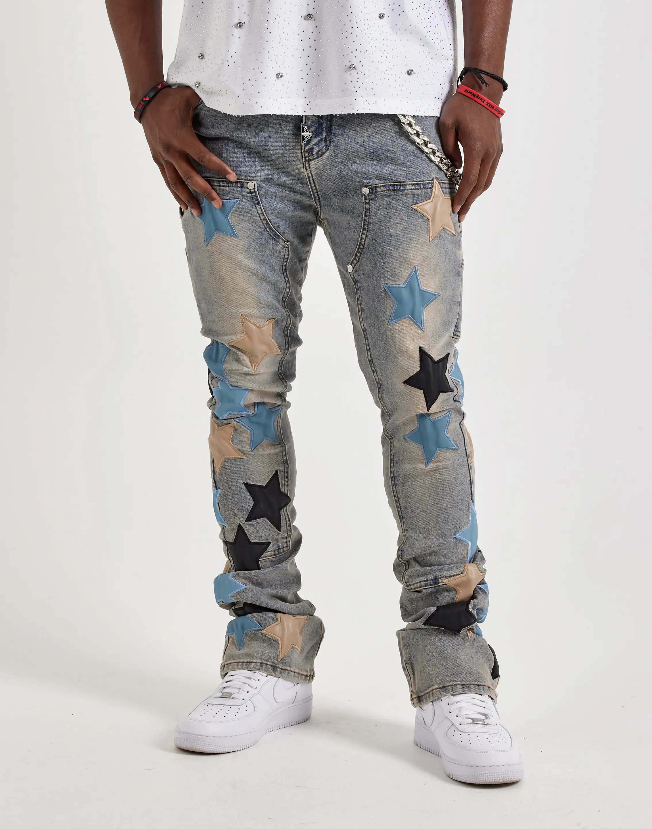 Mens Guapi Stacked Star Denim Jeans