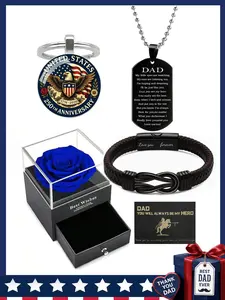 Father's Day Gift Set, Infinity Symbol Bracelet Necklace & Keychain, Men's Braided Rope Bracelet, Perfect for Birthdays & Anniversaries