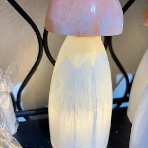 8” Selenite Mushroom Lamp – Hand-Carved Crystal Décor