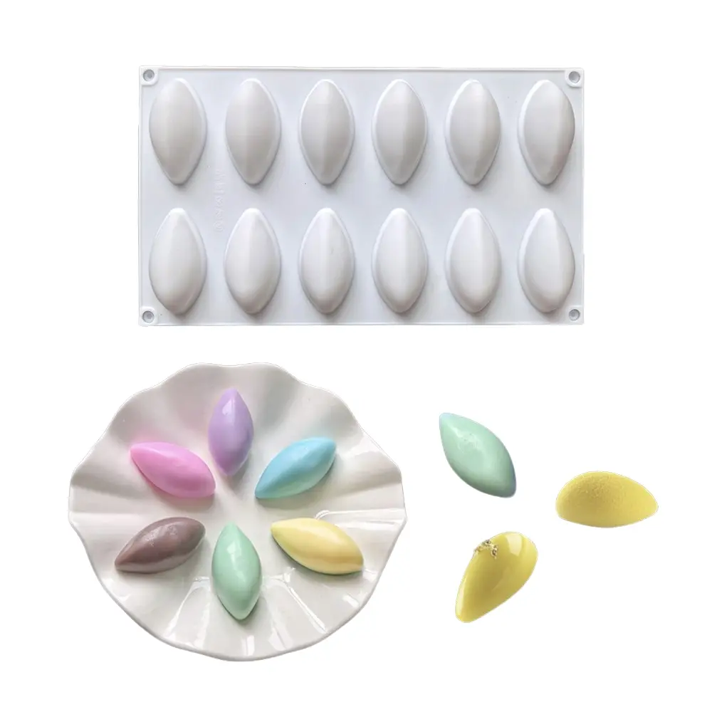1pc 12-Cavity Mango Jelly Mousse Cake Mold, Ice Cream Mold, Candy Pudding Mold, Soccer Silicone Mold, Chocolate Fondant Mold, Dessert Baking Tool