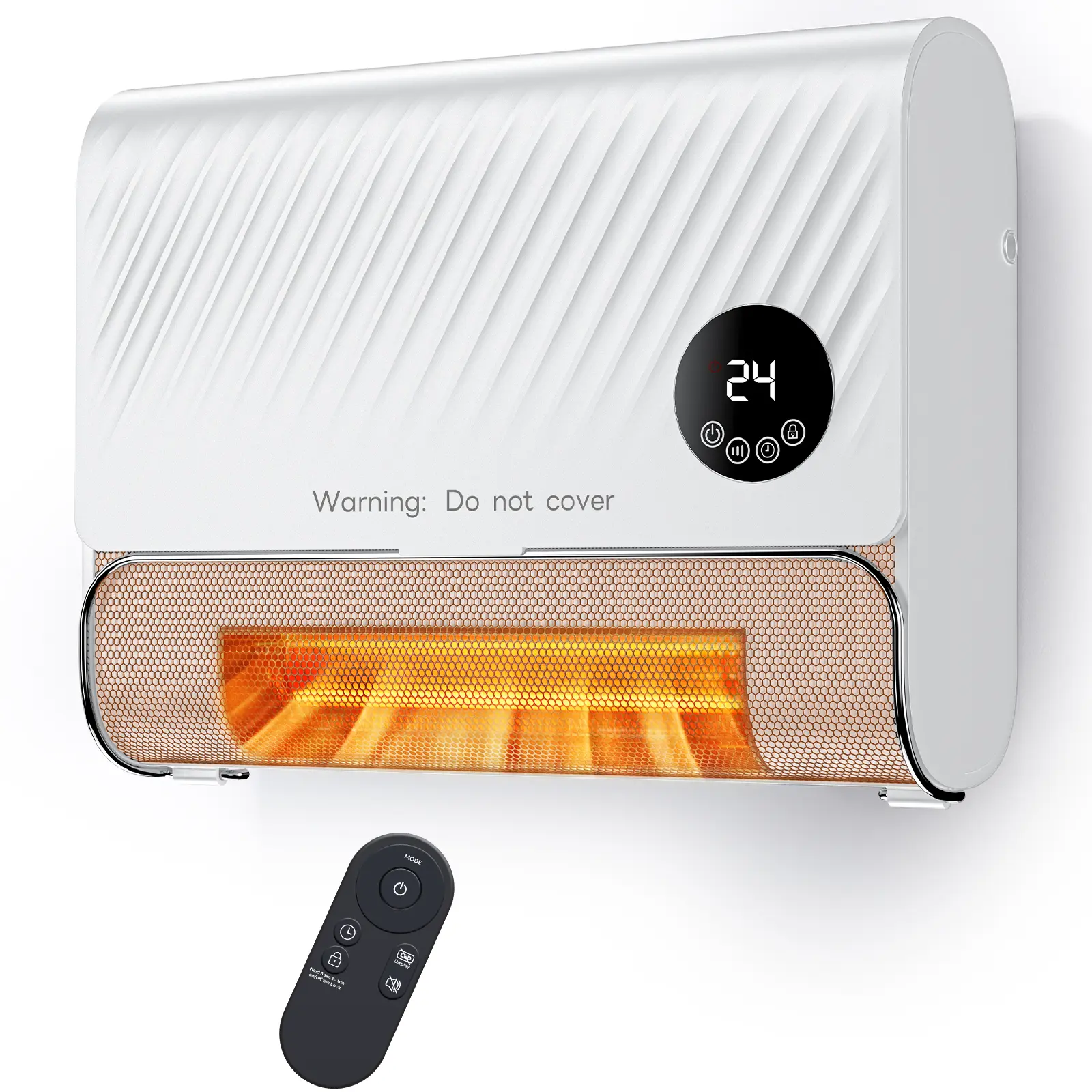 Sweetcrispy Smart Wall Mounted Panel Heater, 1500W Fast Heating Electric Indoor Heater with Remote Temperature Control, 3 Fan Speeds & 35dB Quiet Operation, Cool Touch Exterior, Overheat Protection, 120V, Black & White for Bedroom and Living Room