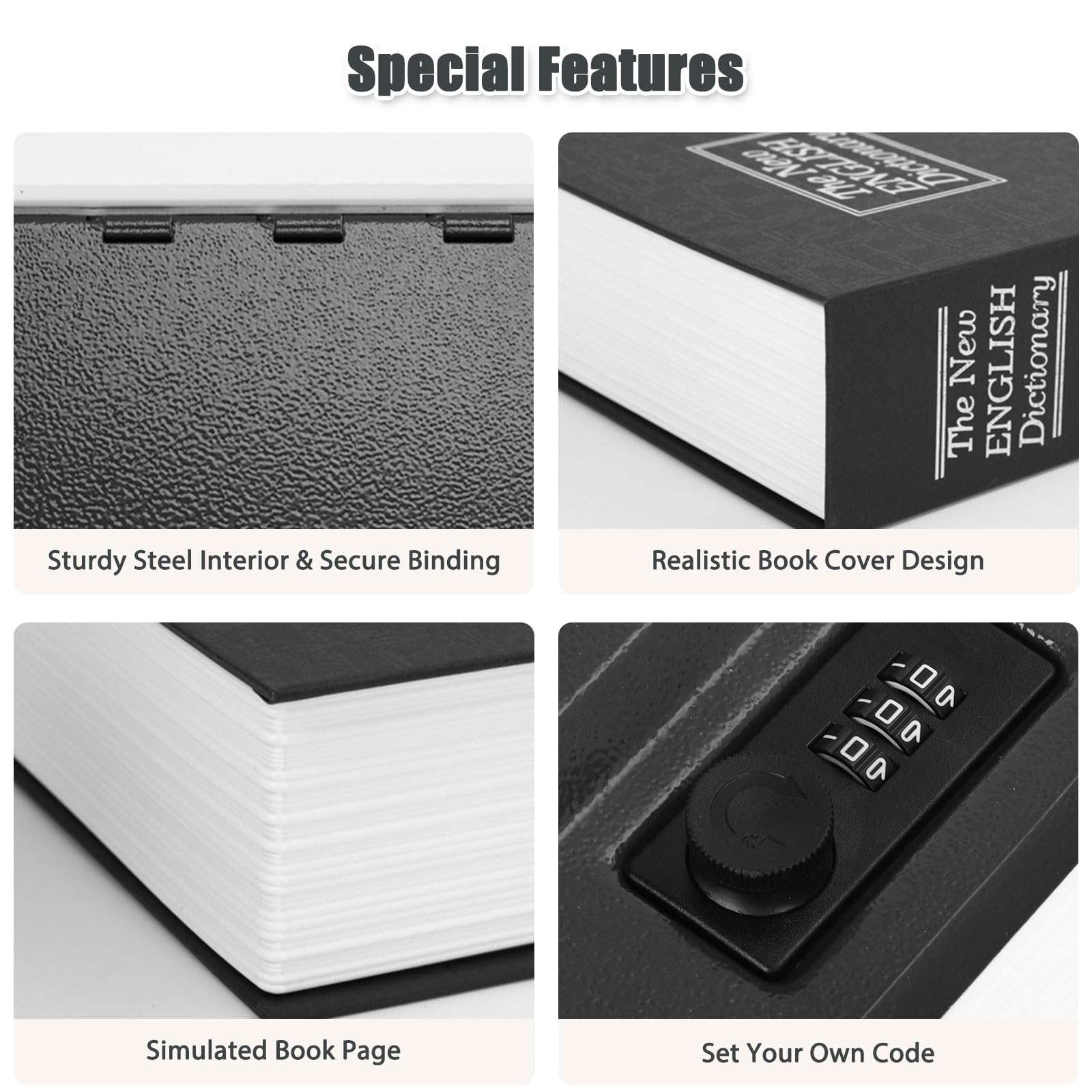 Durable Mechanical Lock & Password Access Book Money Box - Travel Safe for Cash, Documents and Personal Valuables, Sturdy Home Decor Piggy Bank