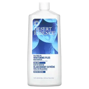 Desert Essence Tea Tree Oil, Whitening Plus Mouthwash, Cool Mint, 16 fl oz (473 ml)