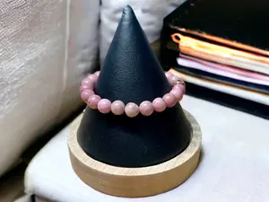 Rhodonite Beaded Stretch Bracelet with 8 mm Crystal Beads Handcrafted Jewelry for Wrist Sizes Up to 7.5 Inches Enhances Meditation and Manifest Intentions