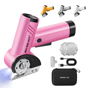 RHINO HIT Cordless Electric Scissors, 4.2V Electric Mini Box Cutter, Carpet & Cardboard Cutter Tool with a Replacement Blade/Charger, Rotary Cutter
