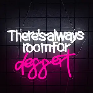There's Always Room for Dessert Neon Sign Baking Bread Shop Decor  Light Cafe Dessert Decor Welcome Sign Open Light
