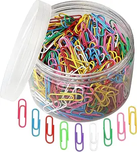 500 PCS Colored Paper Clips, Medium 33 mm/1.3Inch Assorted Paperclips Vinyl Coated Clips for Office School Personal (1.3Inch)