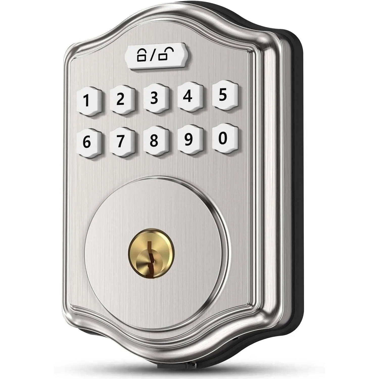 Keyless Entry Door Lock with Code, Voice Guidance  Keypad Deadbolt  Locks for Front Door, Easy to Install, Anti-Peeping Password, Auto Lock, Satin Nickel