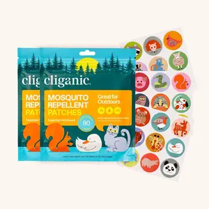 Cliganic Mosquito Repellent Patches- Animal Design [2 Pack] - for Kids & Adults Shaped Badges with Essential Oils, DEET-Free & Natural Bug Protection for Travel, Camping & Outdoor Play
