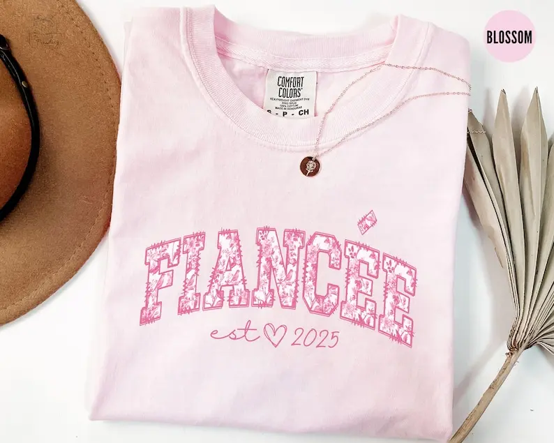 Comfort Colors Custom Fiancée Shirt Est, Toile De Jouy Future Bride Tshirt, Engaged Gifts, Bridal Shower Outfit, Fiancé Graphic Tees, Bridal Party Tee