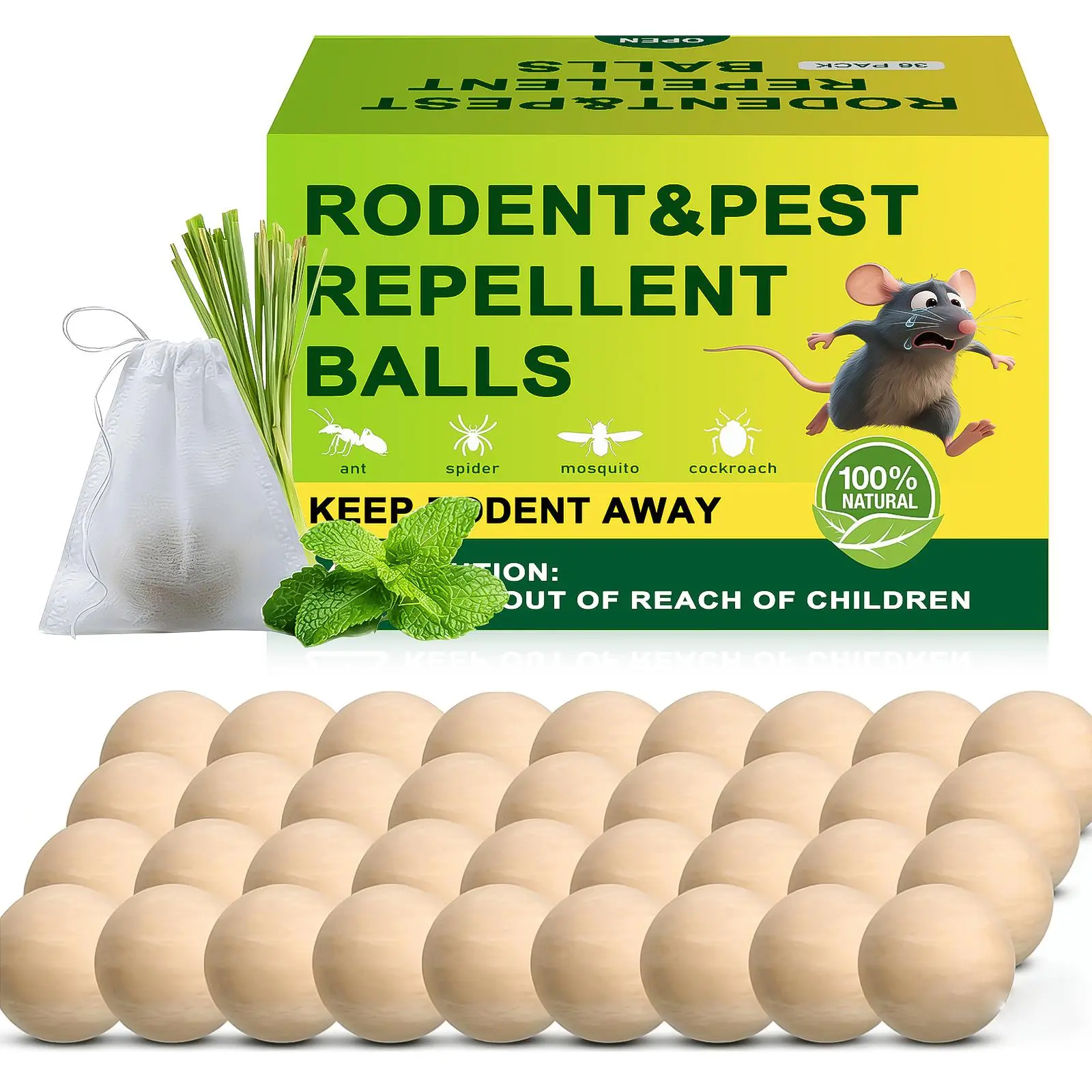 SCARILPEST Rodent Repellent Indoor 36 Balls – Natural Peppermint Mouse Repellent, Mice Repellent Deterrent for Indoor & Outdoor Use, Rodent Repellent for Home, Garage, Car & RV summerwins
