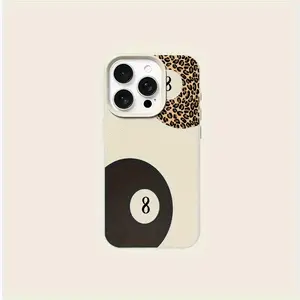 The Leopard Print Number Eight Billiard Design Is Suitable for TPU Cases for The Iphone 16 Pro Max, Compatible with Iphone 16 Pro Max/14/16 Plus/15/13 Pro/12/11, Offering a Stylish And Protective Business Case