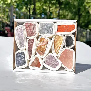 1 Natural minerals specimen box rose quartz raw calcite red jasper crystal for collection