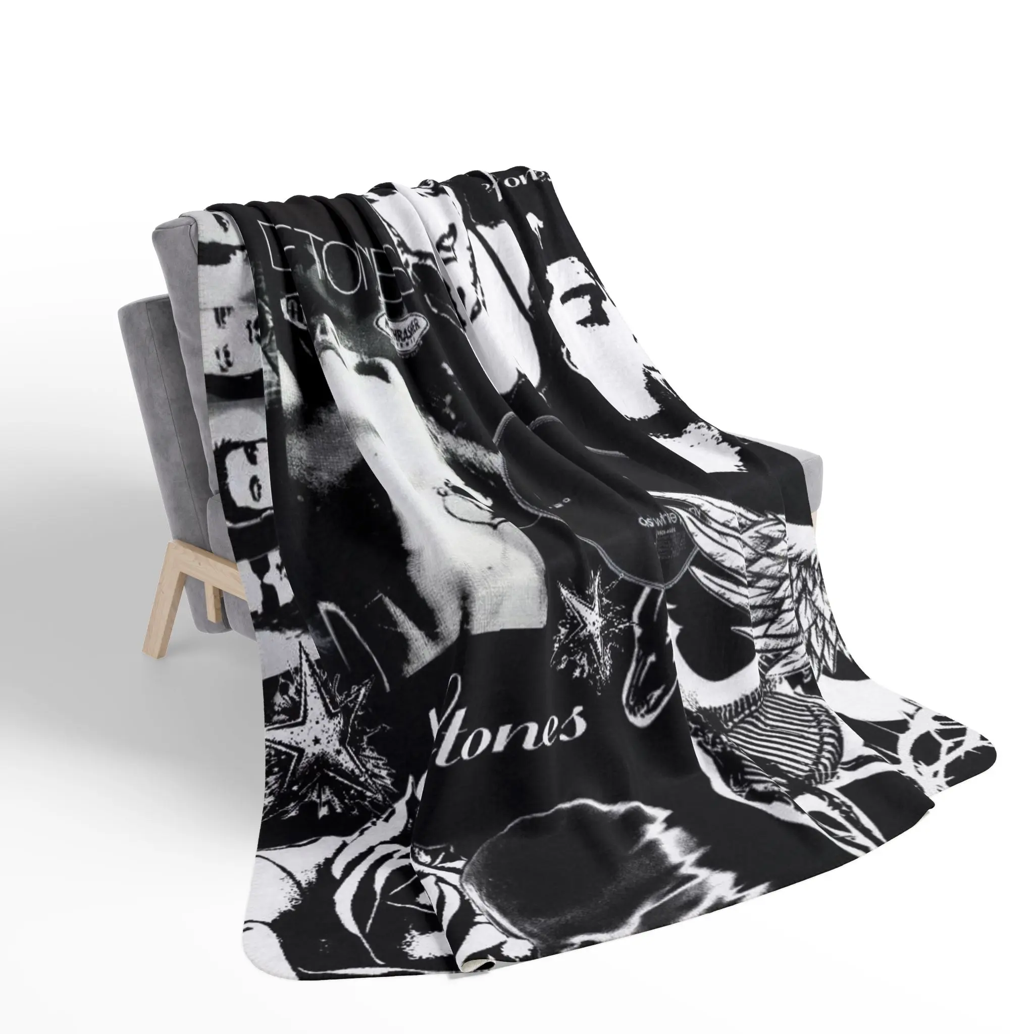 Deftones Alt Rock Band Flannel Throw Blanket Soft Black and White Grunge Aesthetic Fleece Blanket for Bed Couch Decor