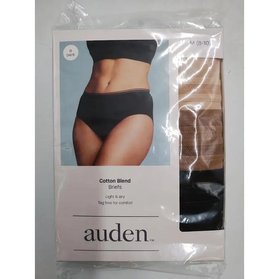 Women's 6pk Cotton Stretch Briefs - Auden Assorted Neutral M