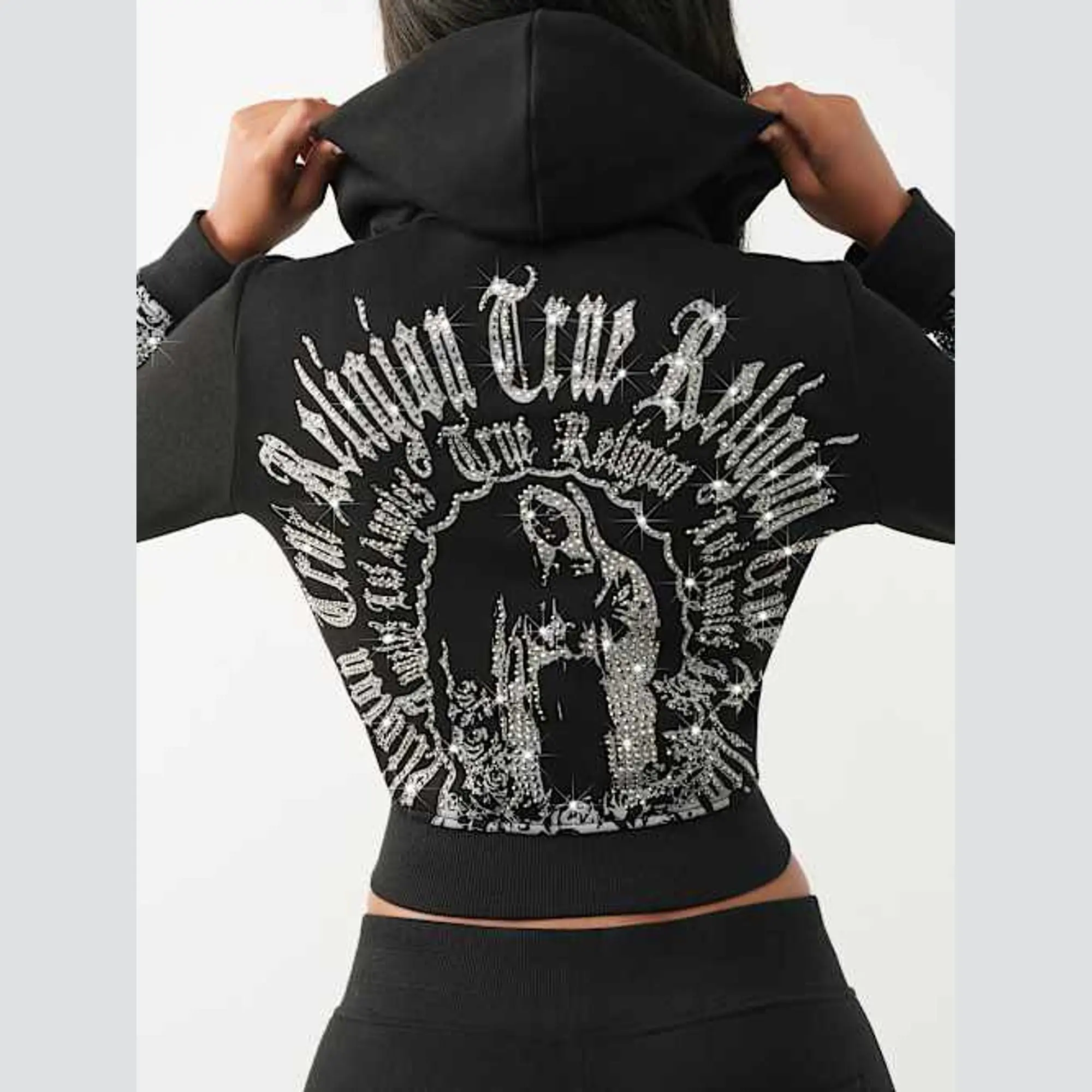 True Religion Women's Blessed Shrunken Hoodie