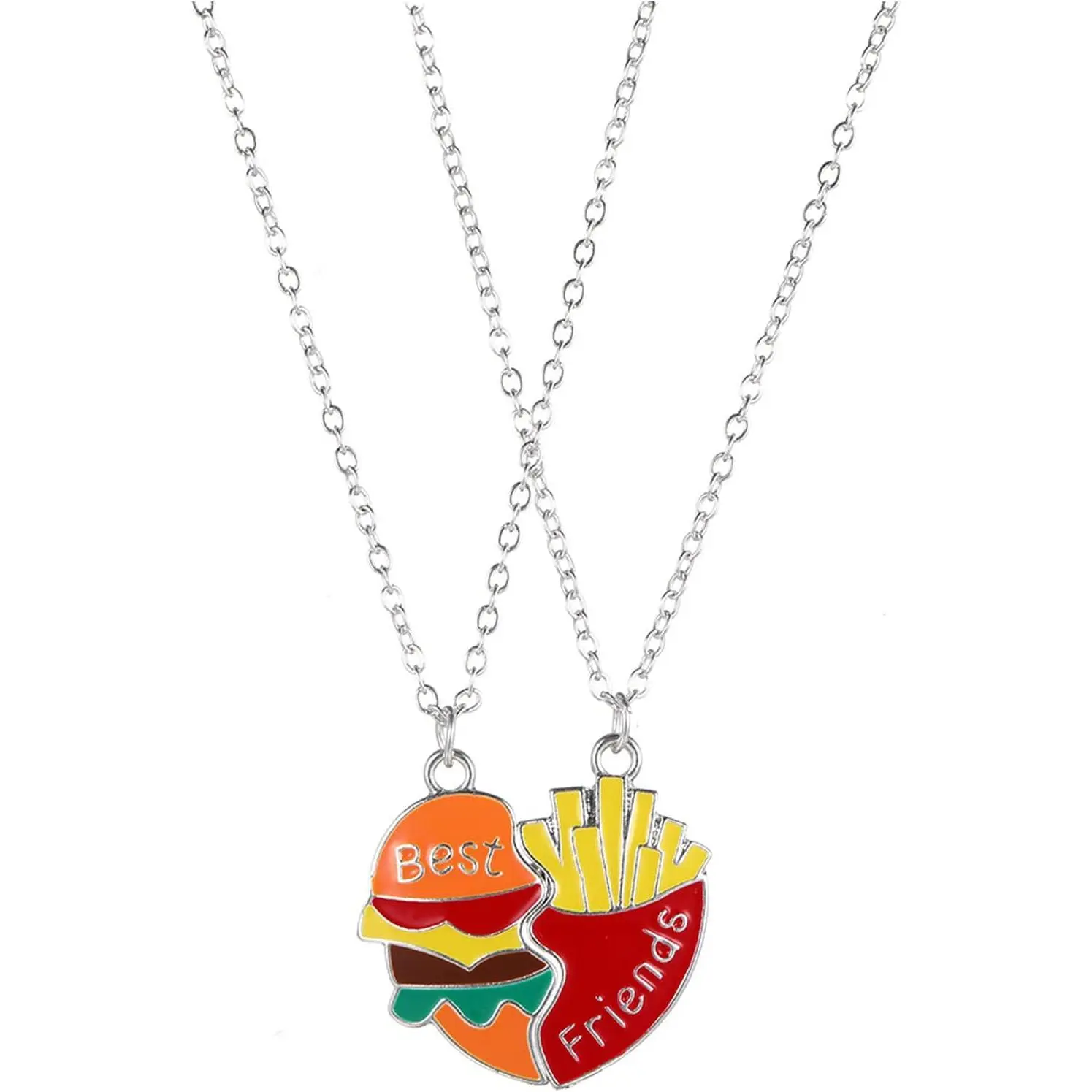 2-3Pcs Cute  Half Broken Heart  Panda Engraved Pendant  Friend Necklace for Women Men Lovely Love Heart Necklace Friendship Couple Forever