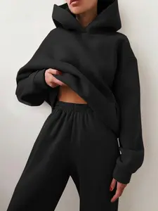 Women's Plus Size Hooded Sweatshirt Set, Casual with Comfortable Fabric, Elegant Design for Daily Wear, Essential Clothing