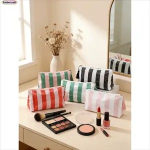 Striped Large-Capacity Travel Toiletry Bag for Women & Men – Minimalist Makeup Organizer & Dopp Kit, Waterproof Cosmetic Pouch, Lightweight Travel Essentials Storage for Carry-On, Weekend Trips, Gym, Vacation & Business