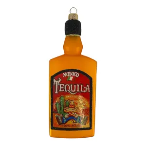 Pinnacle Peak Trading Mexican Tequila Bottle Polish Blown Glass Christmas Tree Ornament