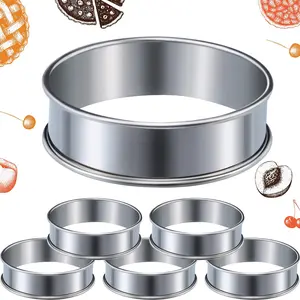 6 English Muffin Crumpet Rings 3.15 Inch Double Rolled Tart Ring Stainless Steel Nonstick Metal Round Mold for Home Food Making Tool