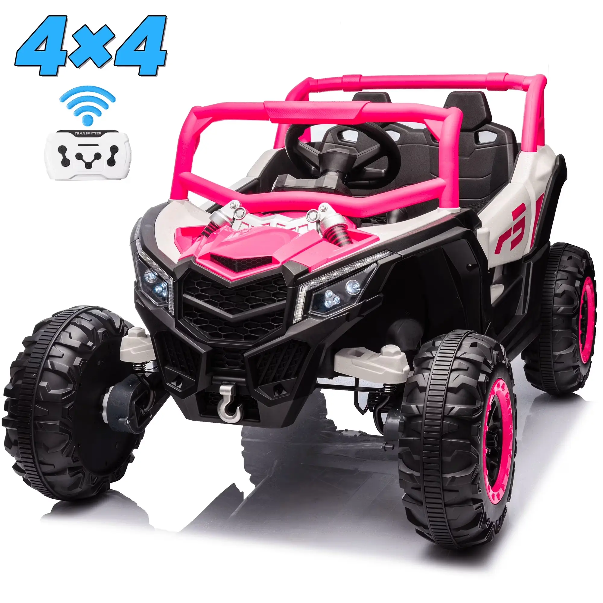 JOYRACER 4WD 24V Ride on UTV for Kids, 28"Wx43"Lx25"H, 2 Seater 4 Wheeler Car with 800W Motors, Battery Powered Electric Off-Road Vehicle w/Remote Control, Bluetooth, Spring Suspension, LED Lights, Music, Outdoor Toys Gift for Boys and Girls Aged 3-8