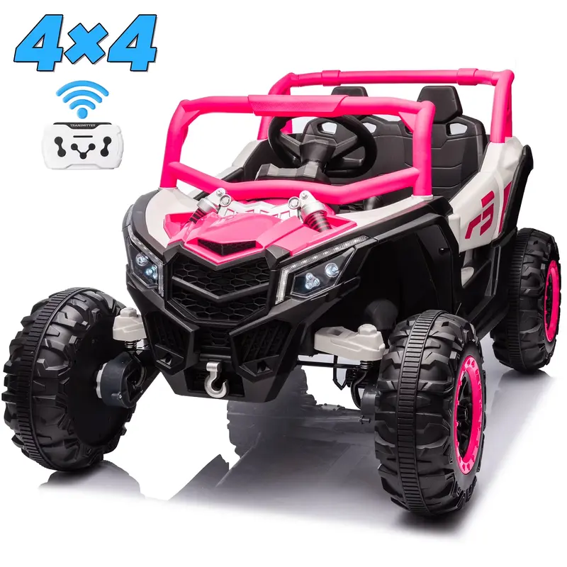 JOYRACER Unisex 24V 4WD 2-Seater Kids' Ride on ATV, 800W Motors, 28"Wx43"Lx25"H PP & Metal Battery-Powered Off-Road Toy, Remote Control, Bluetooth MP3, Spring Suspension, LED Lights, 4WD Grass/Sand, 110lbs Capacity, Ages 3-8 Christmas/Birthday Gift