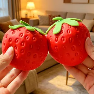 1pcs Toymendous Squeeze Strawberry - Extra Large 4" Squishy Stress Ball for Adults & Kids 3+ - Fruity Fidget Toy for Stress Relief & Sensory Play - Safe & Durable Non-Toxic Material