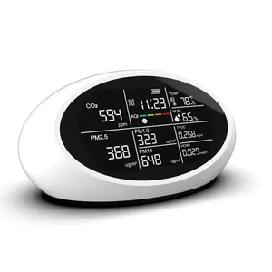 12-in-1 Portable Indoor Air Quality Monitor, Battery Powered Air Quality Tester for CO2 PM1.0 PM2.5 HCHO TVOC, Suitable for Home Hotel Office Car, White