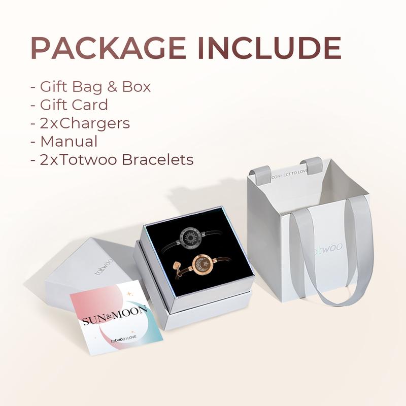 totwoo Long Distance Touch Bracelets with Sun&Moon Functional Love Connect Couple Gifts For Boyfriend or Girlfriend or your Family