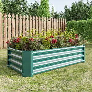 DOMISO Raised Garden Beds, Metal Raised Oval Planter for Plants, Vegetables, and Flowers - 27 cu. ft. Soil Capacity, Durable Metal Construction