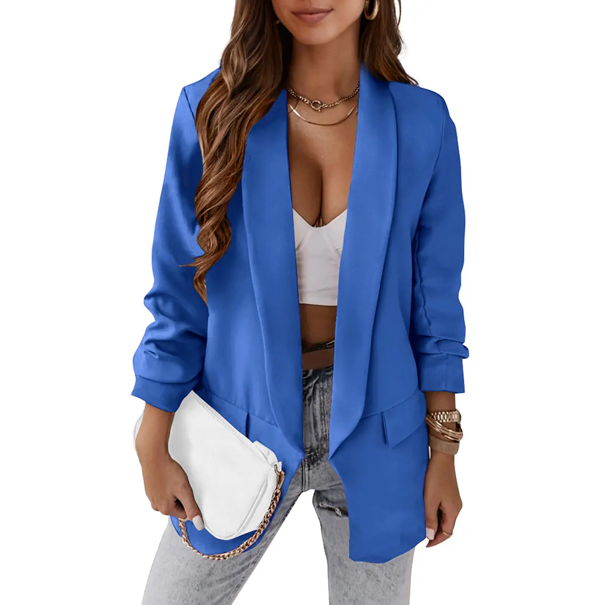 PrettyGarden Women's Casual Blazer Spring Fashion Long Sleeve Open Front Work Office Suit Jackets