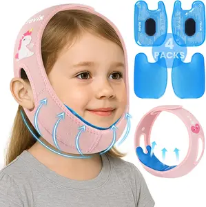 REVIX Teeth Ice Pack Head Wrap for Kids Ice Pack for Face & Jaw with 3D Fit, Reusable Hot Cold Compress for Cheek & Jaw, Adorable Pattern