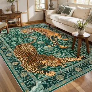 Vintage Tiger Leopard Carpet, Non-Slip Rug, Tiger Pattern Rug, Boho Area Rug, Boho Rugs, Large Sofa Coffee Table Mat, Suitable for Dining Room Office Living Room Bedroom